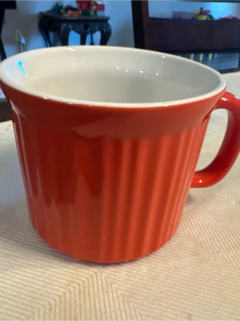 Red Ceramic Coffee Mug - Classic Ribbed Design Corningware